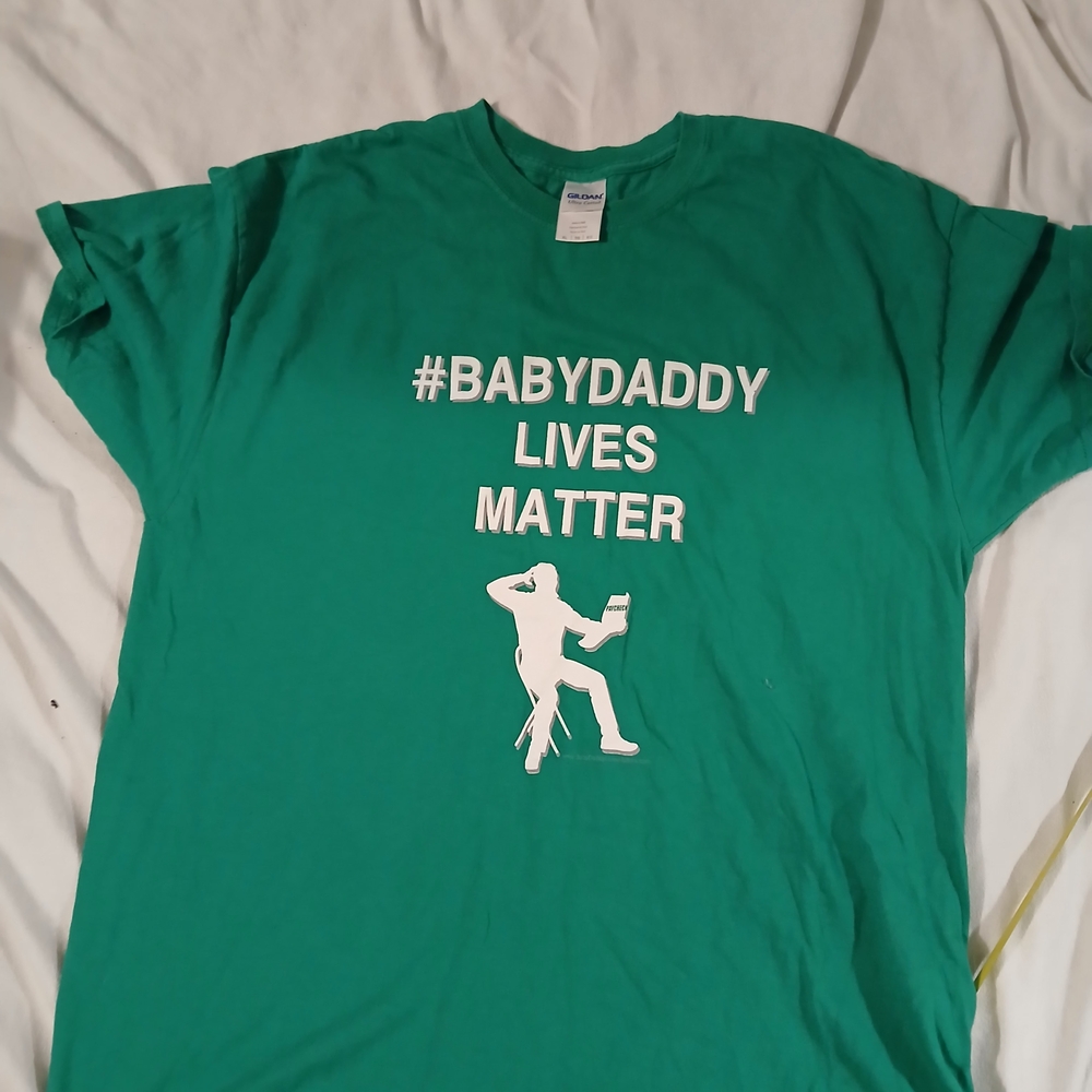 Green Graphic T-Shirt with White Print